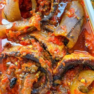 Eja kika and Ponmo sauce